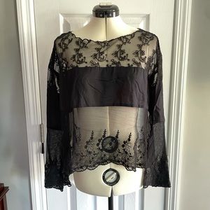 Free People Black Lace Blouse